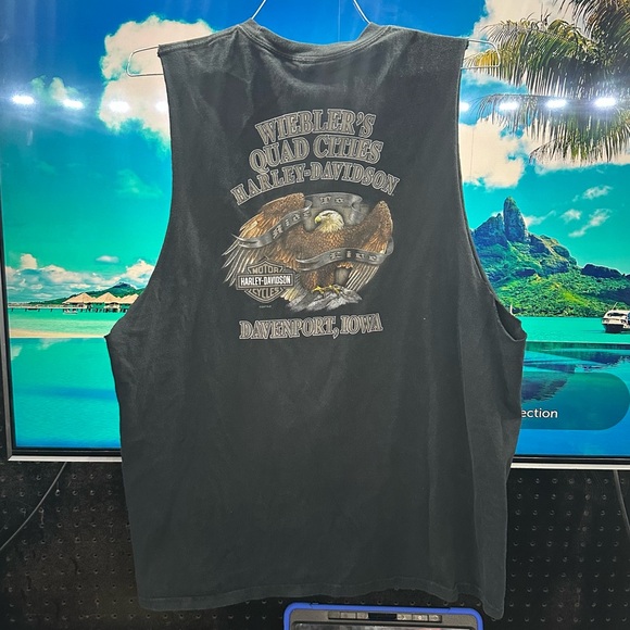 Vintage Harley-Davidson Sleeveless T-Shirt XL Cutoff Tank Davenport, IA RAREEEEE - Picture 1 of 10